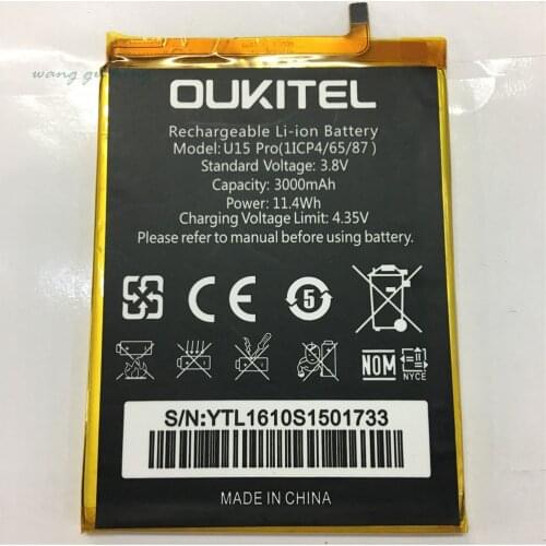 100% New High Quality Original U15 pro Battery New 5.5inch oukitel u15 pro Mobile Phone Battery 3000mAh with Tracking Number