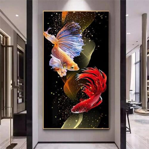 DIY 5D Diamond Painting Kits Animals Cross Stitch Diamond Embroidery Koi Fish Rhnestones Art Handicraft Home Decor