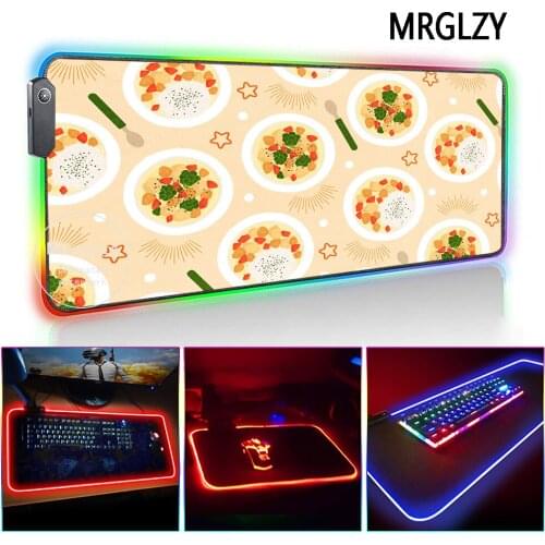 MRGLZY Cute Cartoon Pattern LED Light RGB XXL Big Mouse Pad Genshin Impact DeskMat PC Laptop Keyboard Gaming Accessories for LOL
