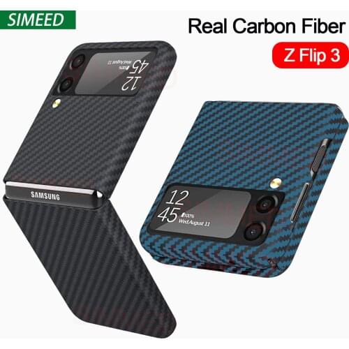 Real Carbon Fiber Case For Samsung Galaxy Z Flip 3 5G Case Ultra Thin Aramid Fiber Back Cover Capa for Samsung Z Flip3 Fundas