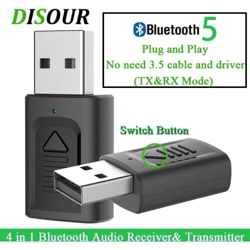 DISOUR USB Bluetooth 3.5mm Jack Audio Adapter 4 IN 1 Wireless Bluetooth Receiver Transmitter For TV Car PC NEWEST Stereo Dongle