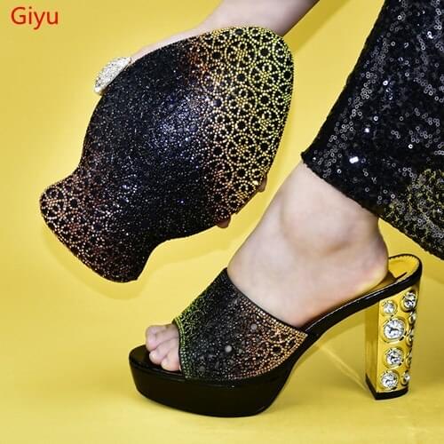 Doershow very nice Shoe with Matching Bag for Women Nigerian Shoe and Bag Set for party African Shoe and Bag Set for lady!HKJ1-1