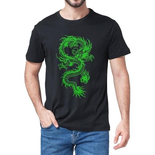 Unisex 100% Cotton Green Dragon Black Oversize Tee Summer Homme Mens Novelty T-Shirt Casual Streetwear Harajuku Women Soft Tee