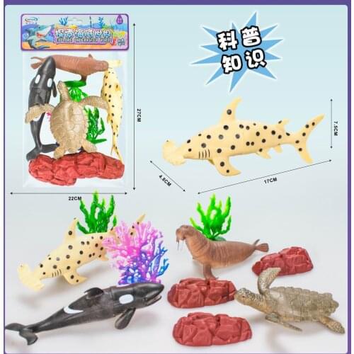 Simulation Marine Model Animal Set Great White Shark Megalodon Dolphin Shark Toy Children Solid Plastic Ornaments