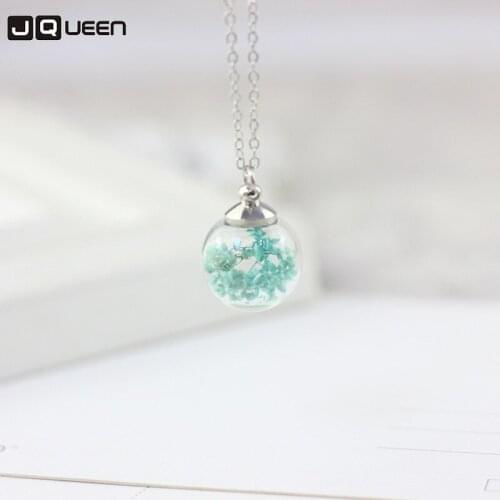 New Plant Glass Ball Necklace Cherry Blossom Dandelion Dried Flower Clavicle Pendant Necklace For Women Sweet Birthday Gift