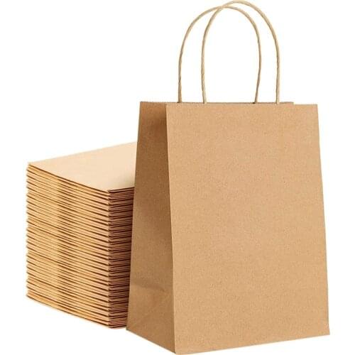 Kraft Paper Bags 25Pcs 5.9X3.14X8.2 Inches Small Paper Gift Bags with Handles Party Shopping Bags Brown Paper Bags