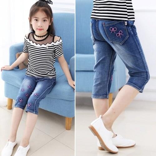 2021 Summer Childrens Clothes Girls Shorts Casual Slim Thin Baby Girl Jean Shorts For Kids Big Girls Cropped Denim Shorts