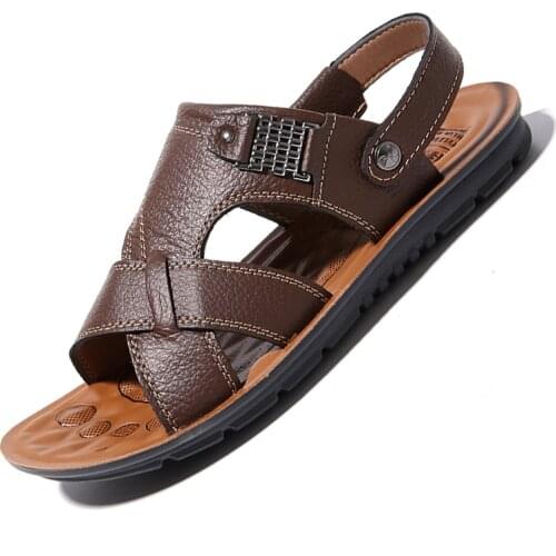 LIBIELIY Men's Leather Sandals