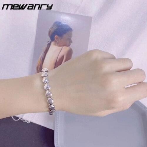 Mewanry 925 Sterling Silver Love Stitching Bracelet for Women New Fashion Vintage Simple Elegant Party Jewelry Gifts