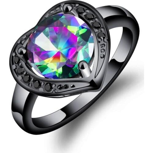 Trendy Black Micro-inlaid Crystal Color Zirconium Ring for Women Fashion PartyWedding Rings Jewelry Accessories