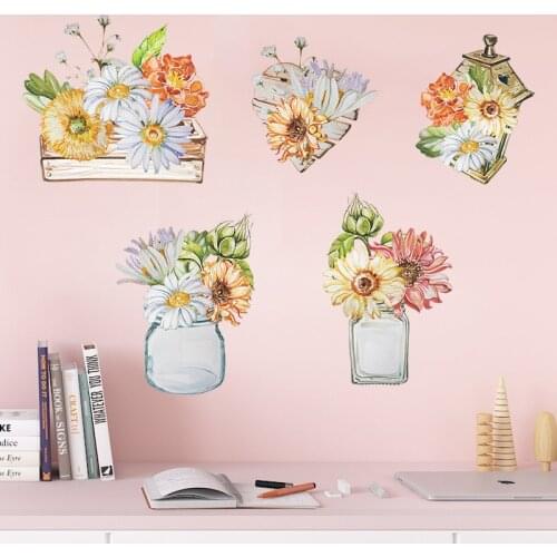 Small Daisy Set Flower Arrangement Wallpaper Bedroom Porch Wall Beautification Decorative Wall Stickers Self-Adhesive