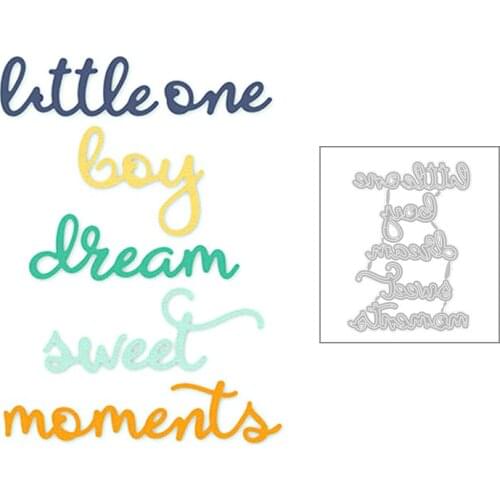 2020 New Little One Boy Dream Sweet Moments English Word Metal Cutting Dies For Scrapbooking Card Photo Album Making no stamps