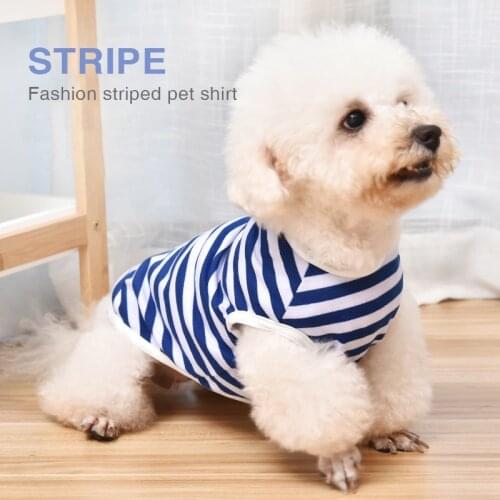 Pet Dog Clothes Spring Summer Thin Dog Vest Teddy Small Medium Pet Clothing Dog Striped Harness Long Sleeves/Sleeveless Cotton