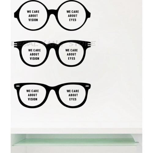 Glasses Optical Vinyl Wall Sticker Eye Care Store Decal Optical Shop Posters Removable Art Decals Decor Mural Sticker 1386