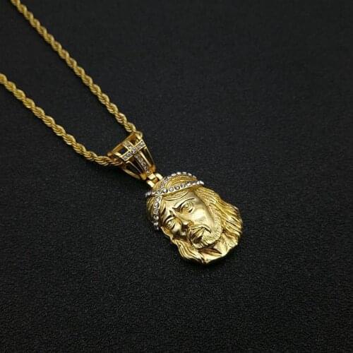 Hip Hop Rock Gold Color Stainless Steel Jesus piece Pendants Necklace for Men Rapper Jewelry Drop Shipping