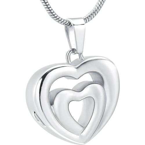 Memorial Urn Keepsakes Jewelry for Ashes/Women Double Heart Cremation Jewelry Urn Pendant Necklace - Stainless Steel