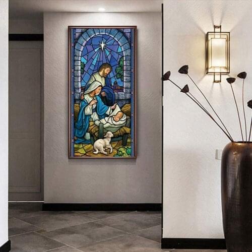 PDMDOG 5D DIY Diamond Painting Kits for Adults,Round Full Drill Resin Beads Diamond Dots Art Craft Set, Christmas Church Banner