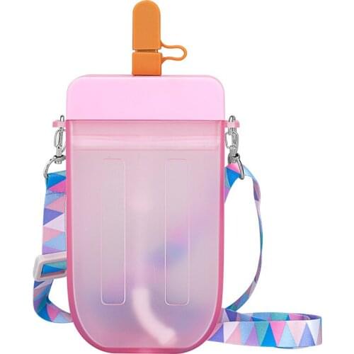 Plastic Water Bottle Cute Simple Student Straw Cup Sports Trend Summer Drinkware Cute Bottle Fashion Straw Type 300ml