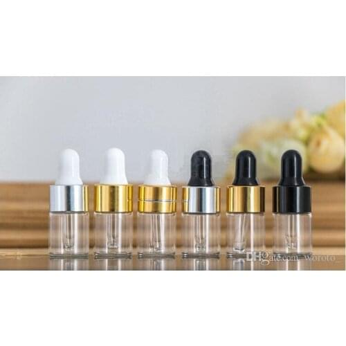 Clear Dropper 1ml 2ml 3ml 100pcs Mini Glass Bottle Essential Oil Display Vial Small Serum Perfume Brown Sample container