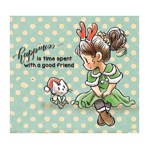 Girl Cat Transparent Silicone Rubber Stamp And Metal Die Sheet Cling Scrapbooking DIY Cute Pattern Photo Album