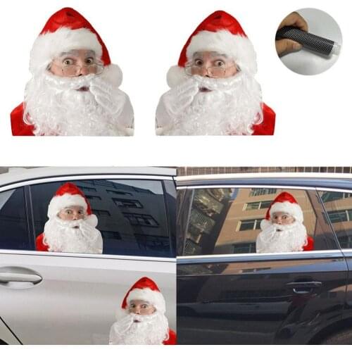 Christmas Car Stickers Santa Claus Car Window Decal Automobile Sticker For Side Windows PVC Single Transparent Car Styling