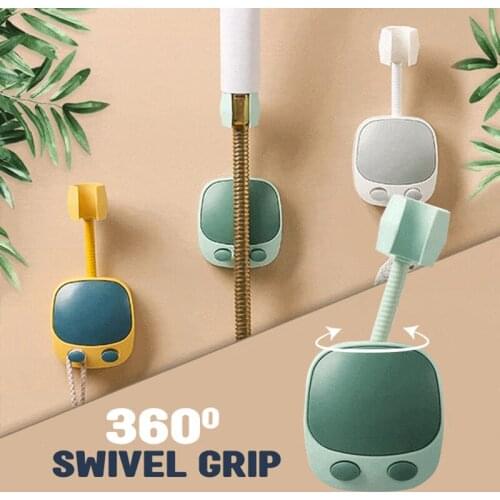 Self Adhesive Shower Head Bracket Plus Hooks Universal Shower Head Holder Punch-Free Bathroom Bracket Adjustable ALI88