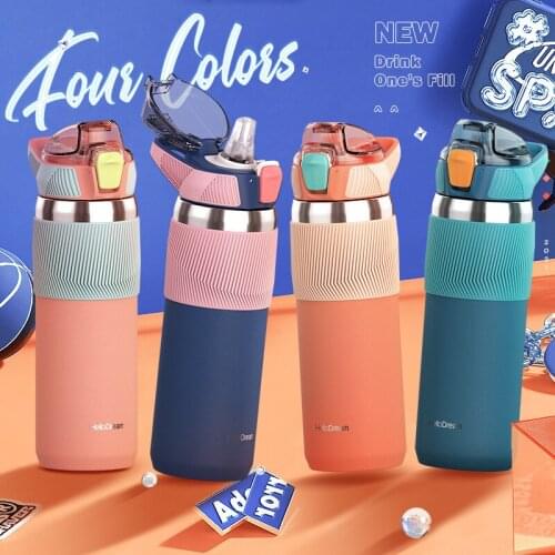 580ML Sprorts water bottle with Straw Double wall Insulated Vacuum Flask 316 Stainless Steel Thermos For Sport Travel Thermoses