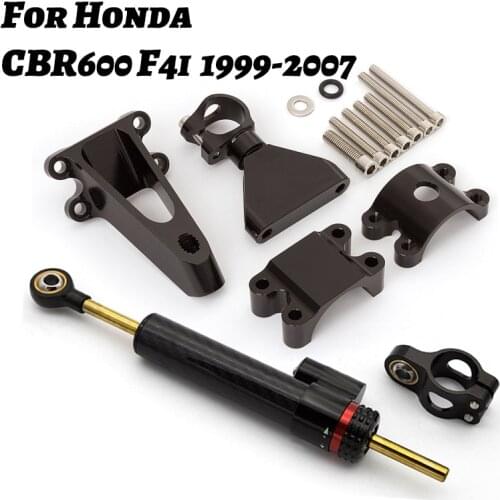 Fiber Carbon Steering Damper Stabilizer Motorcycle For HONDA CBR600 F4i CBR 600 1999-2007 Dampers Mount Bracket Support Kit