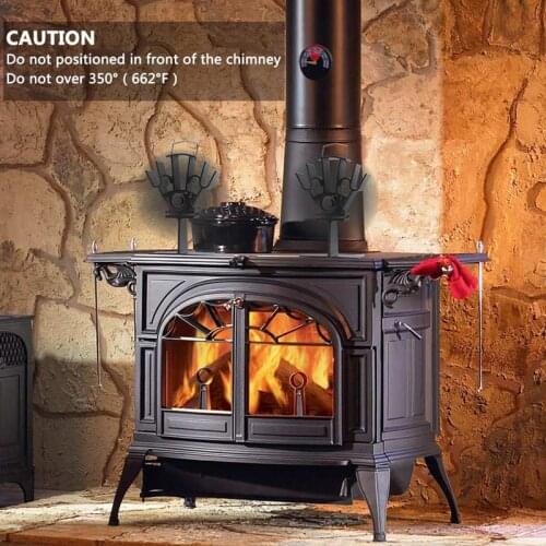 Upgrade 5 Blade Black Fireplace Heat Powered Stove Fan Log Wood Burner Eco Friendly Quiet Fan Home Efficient Heat Distribution