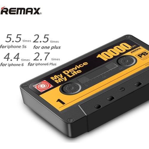 Remax 10000mAh Tape Design Mobile Phone Large Capacity Mobile Power Bank with double usb output Extra Backup with led flashlight