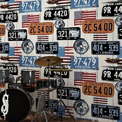 10m Waterproof Retro 3D Letter License Plate PVC Wallpaper For Bedroom Living Room Office Kitchen Wallpapers Home Decor Bedroom