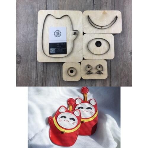 Japan Steel Blade 5PCS/SET Fortune Cat key ring DIY leather template Wood Dies belt knife mould Stencil dies leathercraft tools