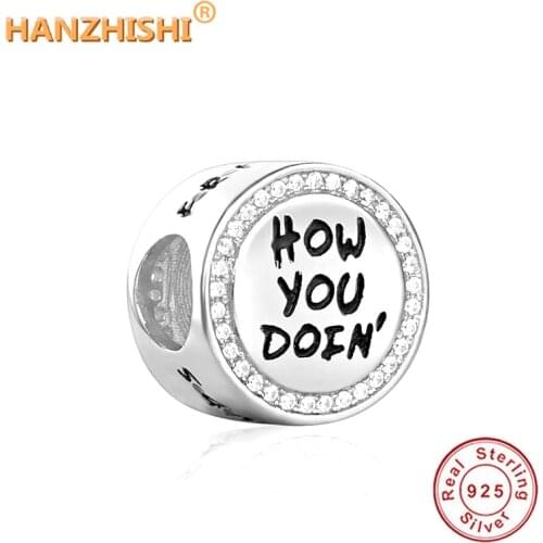 2021 bijoux femme 925 Sterling Silver Engraved HOW YOU DOIN' Beads Charms Fit Original Pandora Charm Bracelet Necklace Jewelry