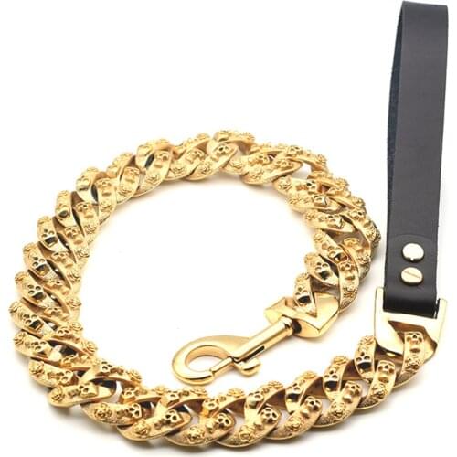 Gold stainless steel training dog leashes metal pet collar Martingale custom Show Collar Bully dogs Doberman Adjustable Safety