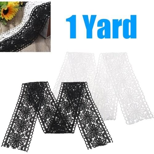 1pc Embroidery Lace Edge Trim Ribbon Wedding Applique DIY Sewing Black White Lace Trimming DIY Crafts Fabric