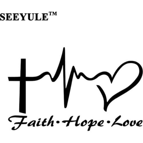 1pc SEEYULE Jesus Cross ECG Heart Pattern Faith Hope Love Car Sticker Decal Car Body Trunk Window Decoration Accessories for VW