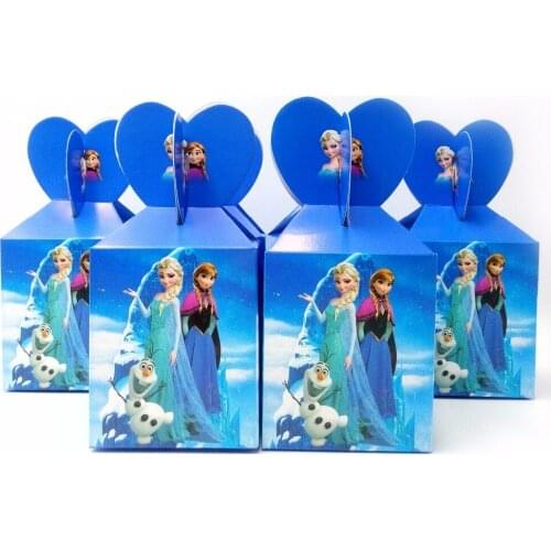 12 pcs/lot Disney Frozen Elsa & Anna Theme Disposable Party Candy Box Birthday Party Decoration Supplies Frozen Event Gift Box