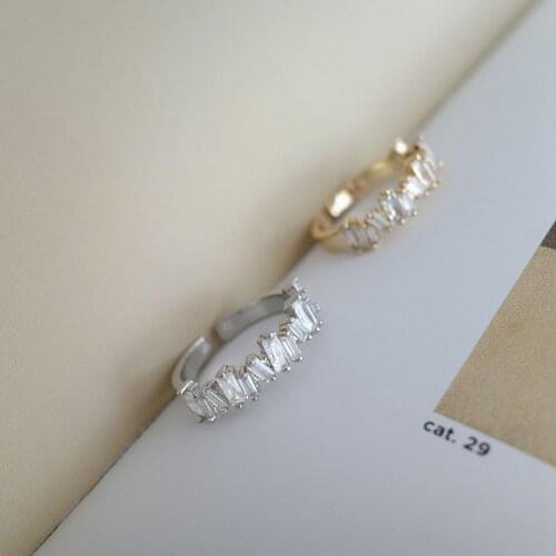 2021 New Arrival Trendy Rhinestone Round Opening Adjustable Size Rings For Women fashion Crystal Jewelry Fashion Oorbellen