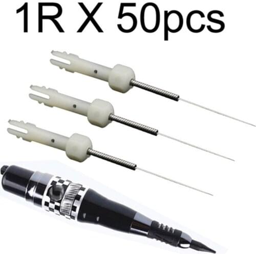 50pcs Dermograph 1R Original USA Mosaic tattoo Machine pen Needle Agulhas 1 prong For Permanent Makeup Eyebrow & Lip