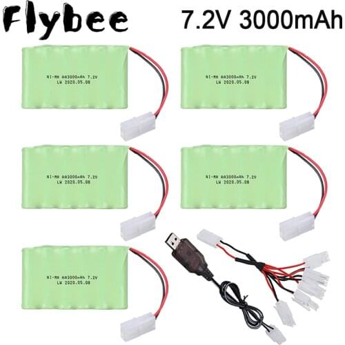 7.2v 3000mah AA NI-MH Battery + charger For Rc toy Car RC Tank RC Train RC Robot RC Boat RC Gun parts 7.2V Rechargeable Battery