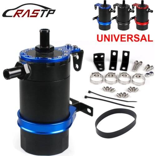 RASTP - Baffled Aluminum Oil Catch Can Resevoir Tank Kit Oil Tank Car Accessories RS-OCC020