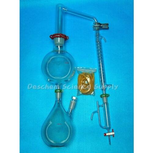Glass Essential Oil Steam Distillation Apparatus,Graham Condenser,W/Clamps