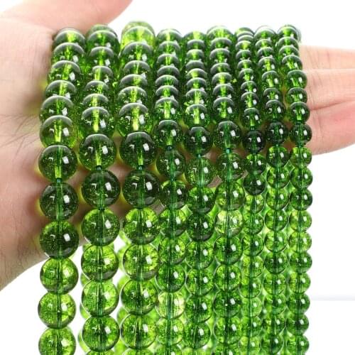 Green Peridot Crystal Natural Stone Beads Olive Quartz Round Loose Spacer Bead For Jewelry Making DIY Bracelets 4/6/8/10/12MM