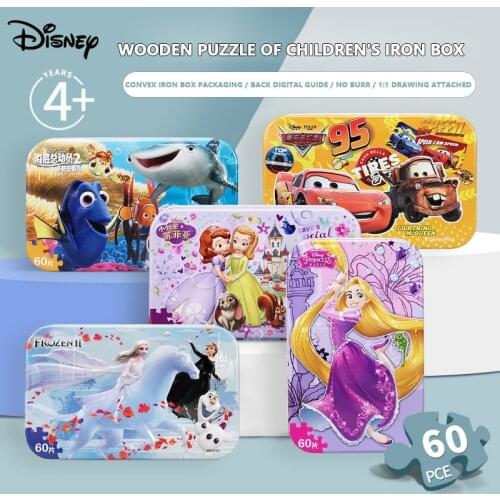 Disney Wooden Jigsaw Paper Puzzle 60 Pieces Princess Frozen Puzzle Childrens Wooden Puzzle Educational Toys For Children