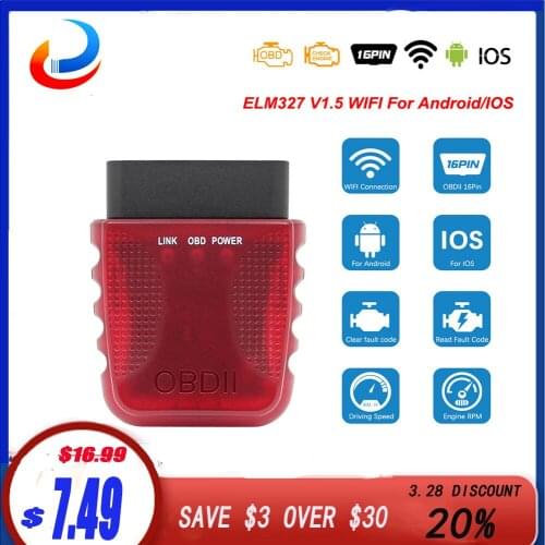 ELM 327 V1.5 WIFI For Android/iOS elm327 Scanner ELM327 V1.5 wifi OBD 2 OBD2 Car Auto Diagnostic Scan WI-FI ODB2 obd Code Reader