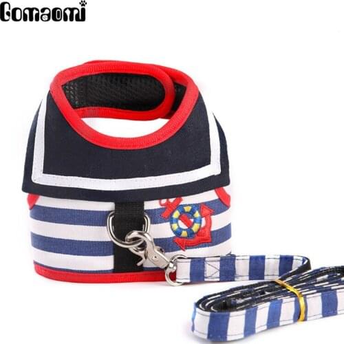 Gomaomi Navy Style Stripe Pet Dog Harness With Leash
