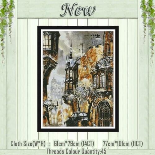 City corner scenery diy decor paintings counted printed on the canvas DMC 11CT 14CT kits Cross Stitch embroidery needlework Sets