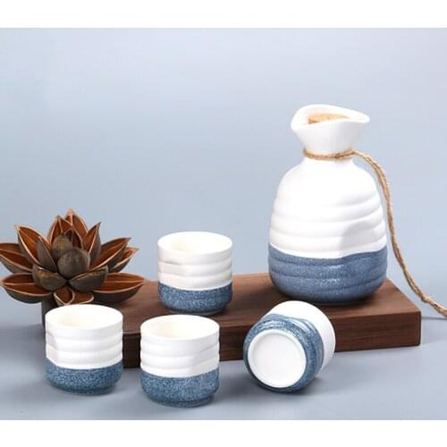 Ceramic Wine Set Japan Sake Pot Porcelain Flagon Liquor Cup Flasks Spirits Jug Shochu Bottle Drinkware Home Kitchen Bar Supplies