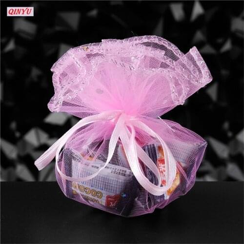 50Pcs diameter 26/35cm Round Organza Bag Packaging Gift Candy Wedding Party Goodie Packing Favors Pouches Drawable Bags 5z