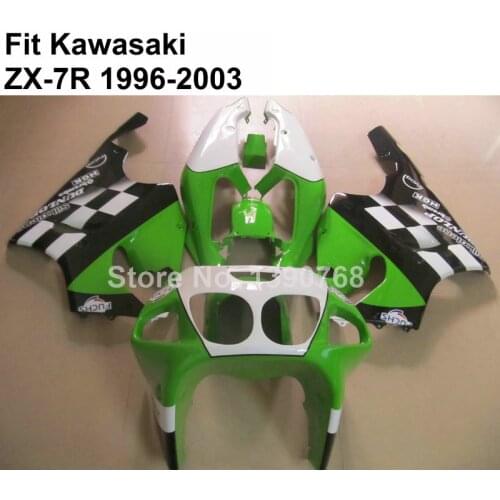 Bodywork kit for Kawasaki Ninja fairings green white black ZX7R 96-03 ZX-7R 1996-2002 2003 fairing kit VT76